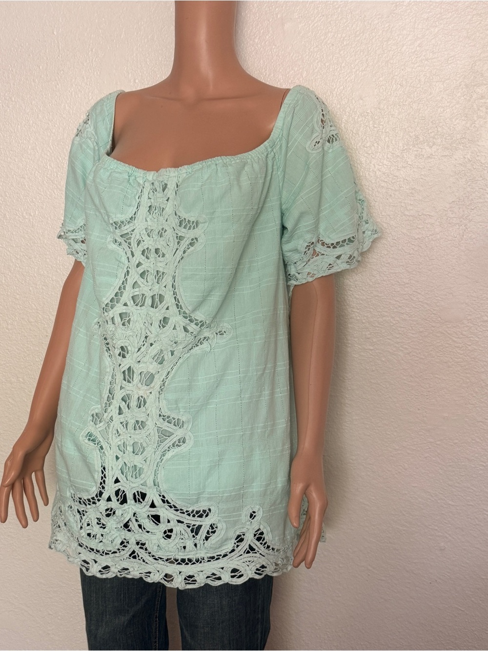 Free People Pastel Blue Peasant Blouse sz M